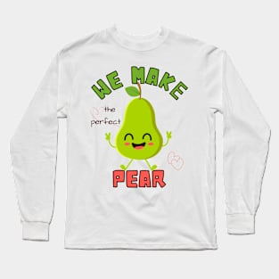 Punny Love: Cartoon Pear Perfection Long Sleeve T-Shirt